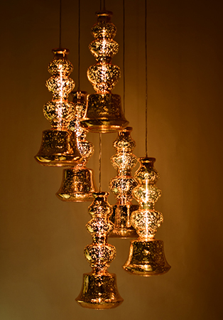 Ilke Lamp in Gold Antique Blown Glass by Sahil & Sarthak